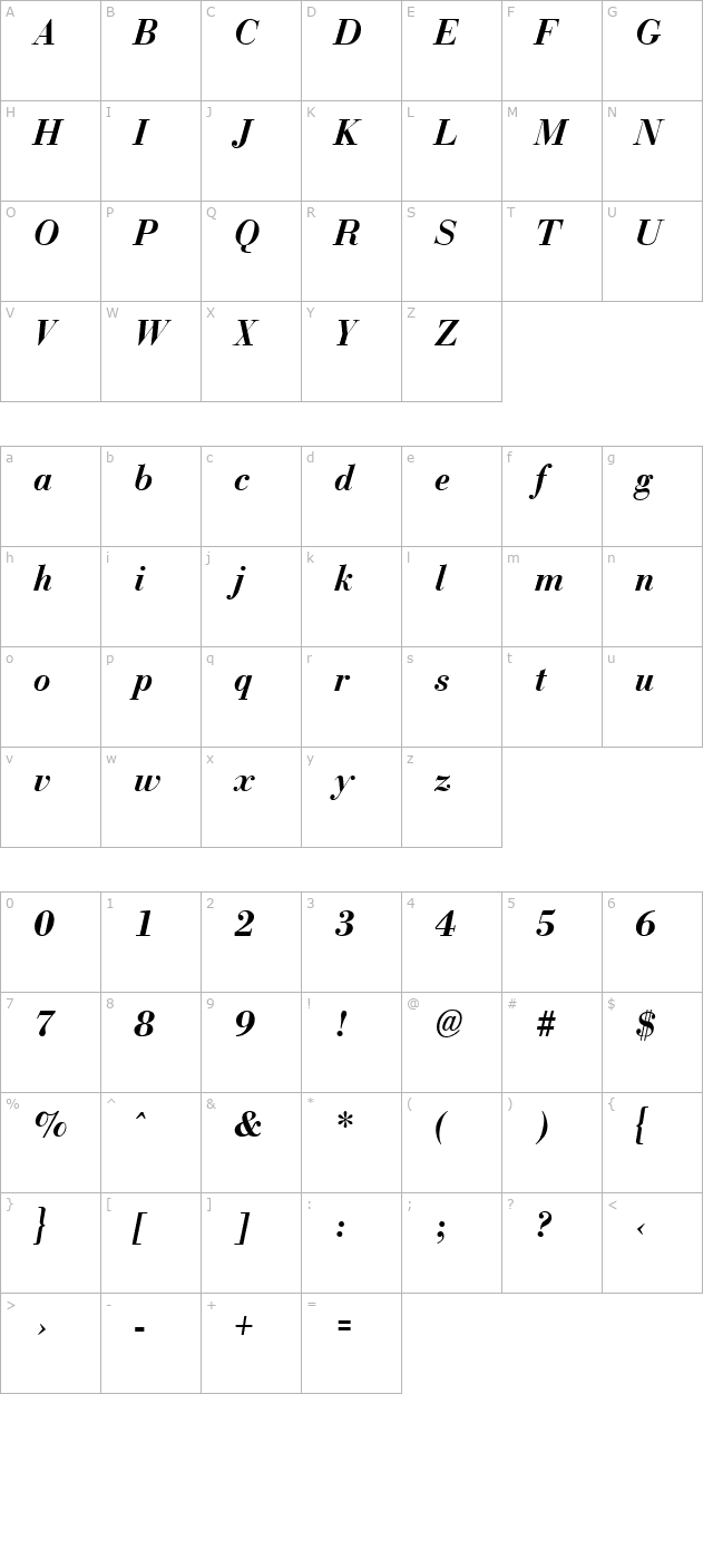 boston-bolditalic character map