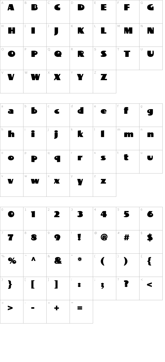 BottleKaps S Expanded character map