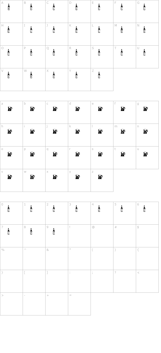 Bottoms Up! character map