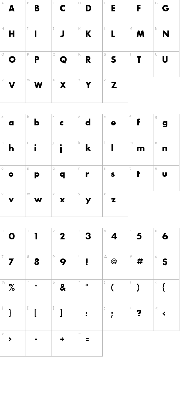 Bougan Black SSi Bold character map