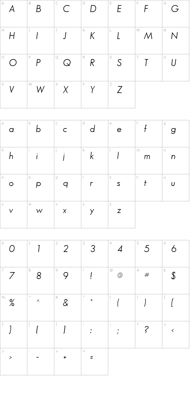 bougan-book-ssi-book-italic character map