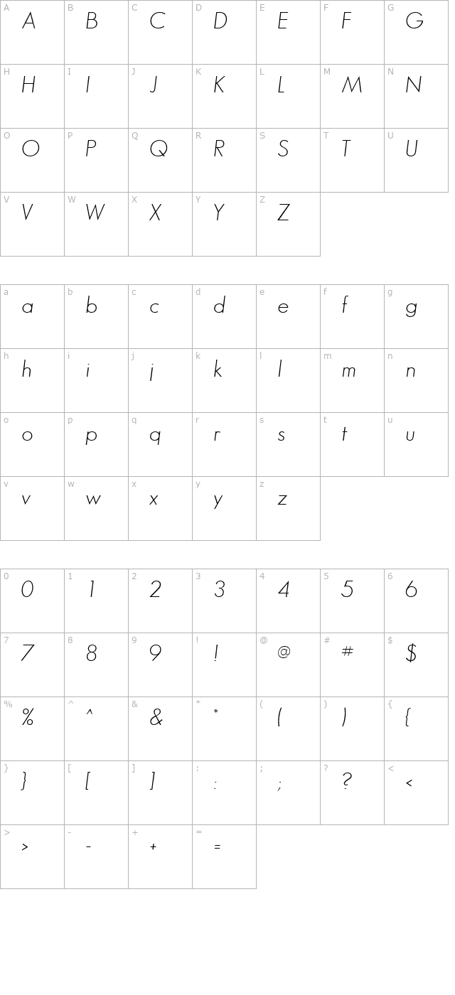 bougan-ssi-italic character map