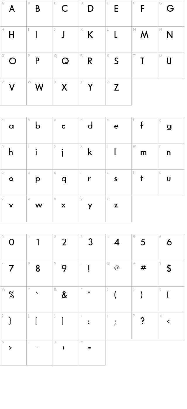 Bougan SSi Semi Bold character map