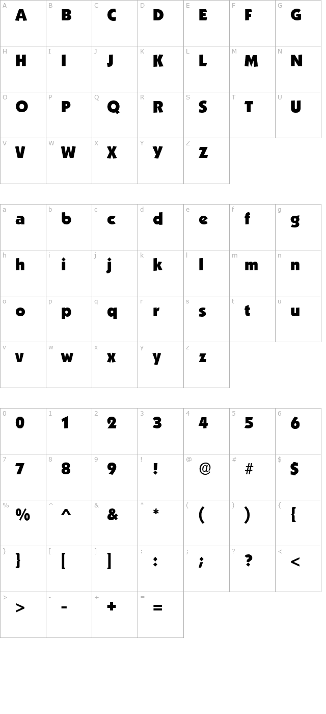 Boulder Regular character map