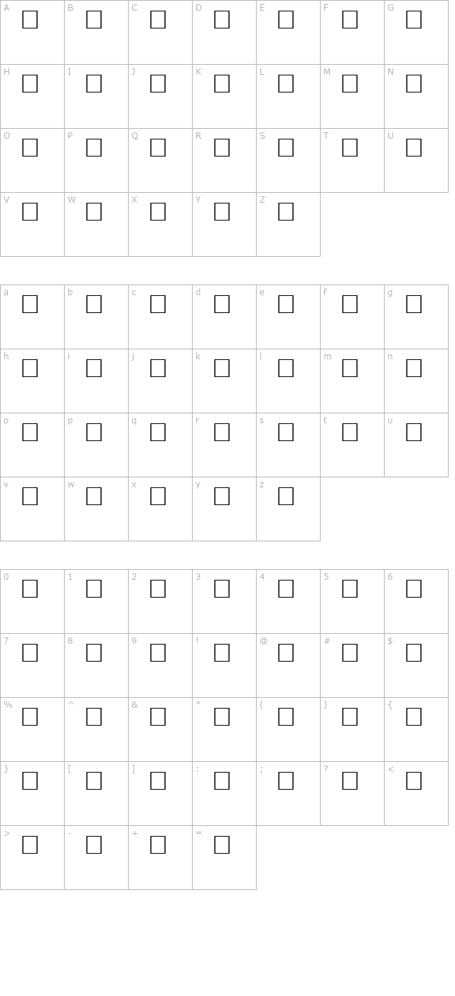 BOUNCEBACK Regular character map