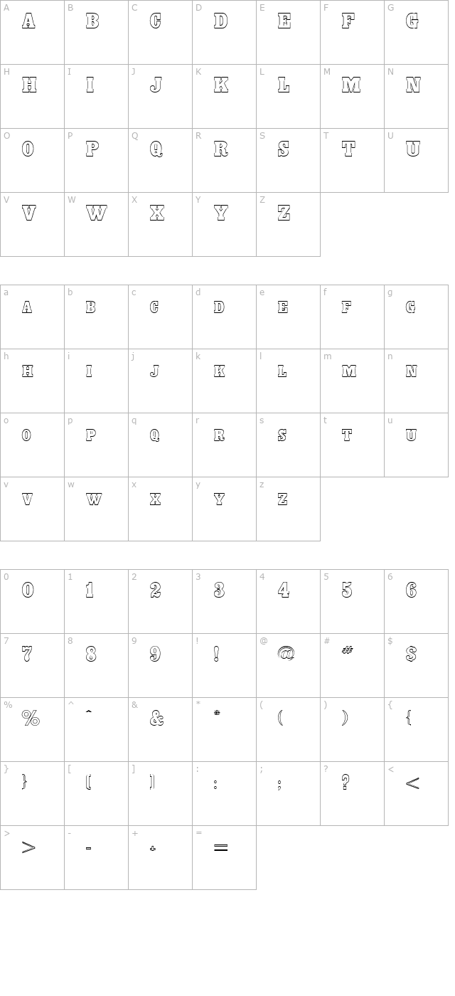 Bounder Regular character map