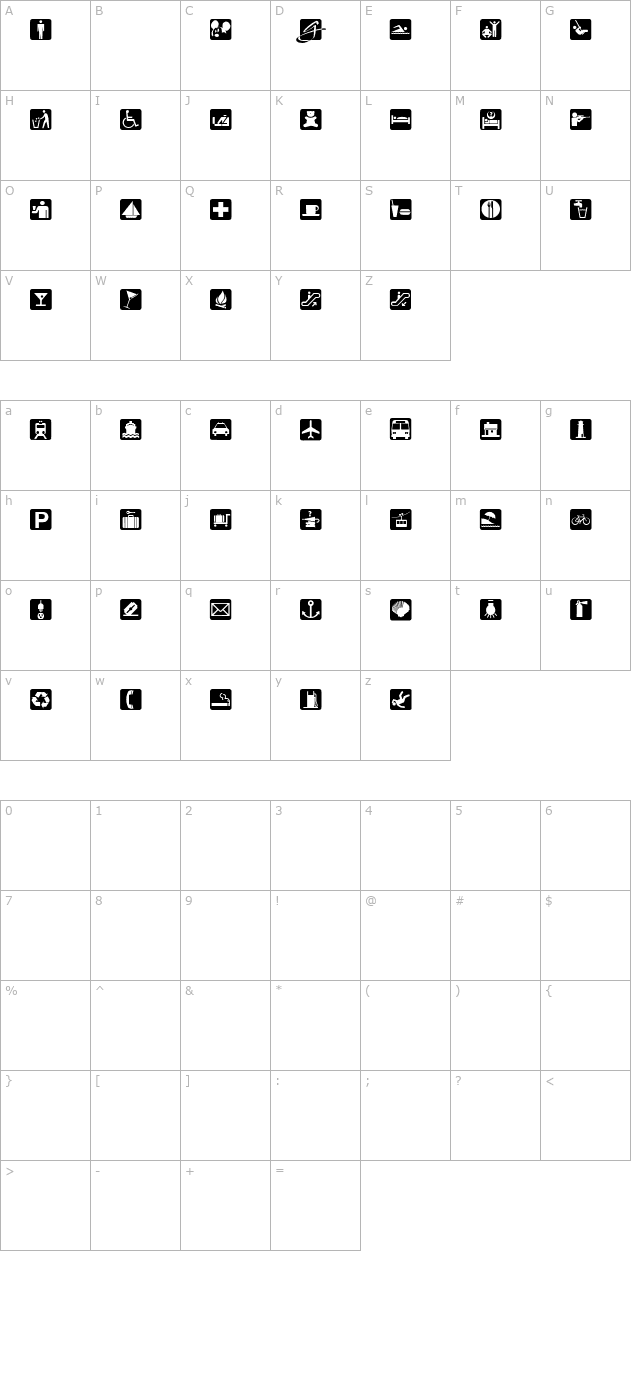 bouton-international-symbols character map