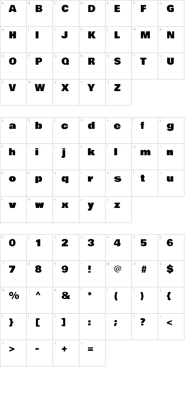 bowlby-one character map