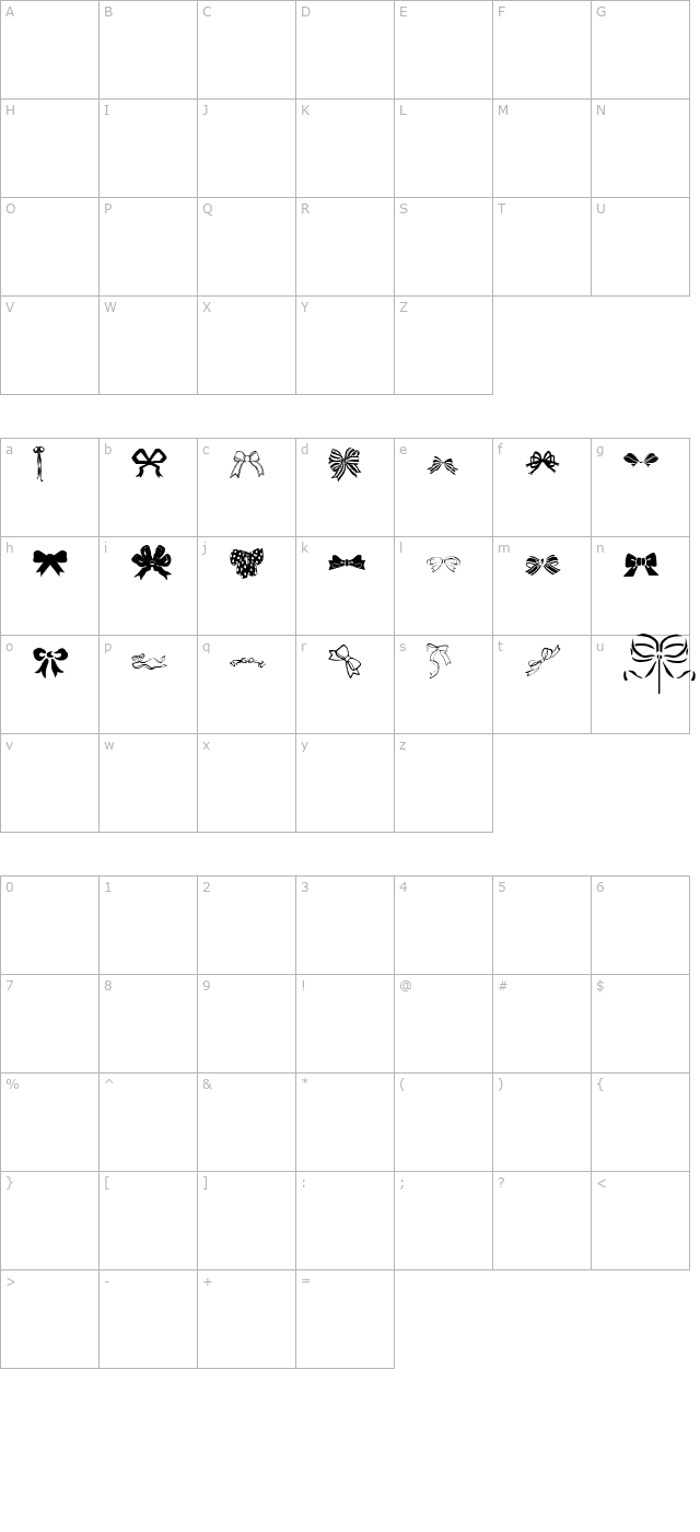 Bows by Dizzinz character map