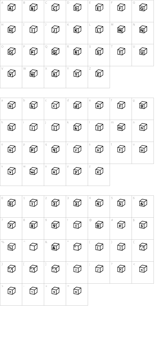 Box alphabet character map