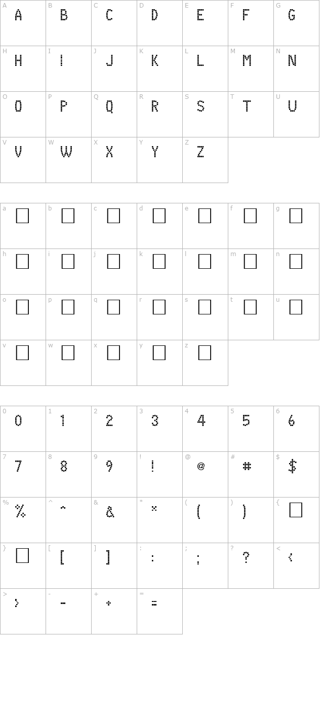 BOXONBOX character map