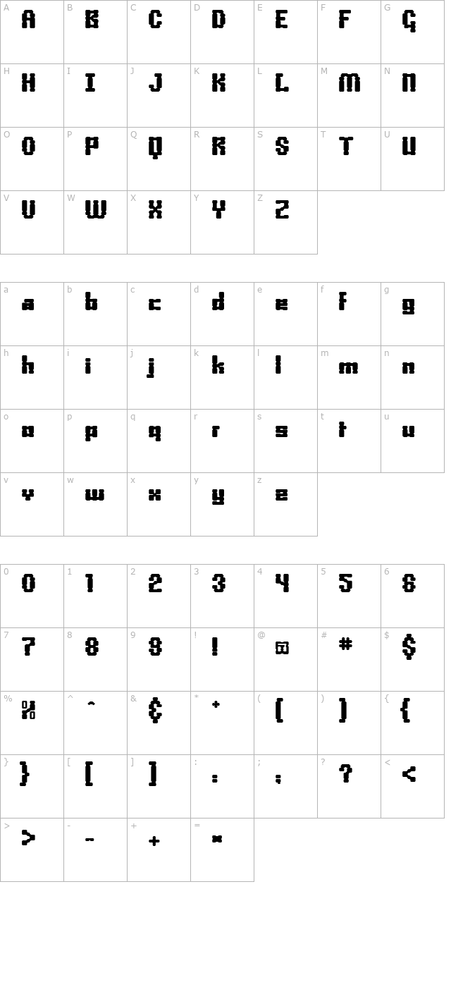 BoxonoxoBold character map