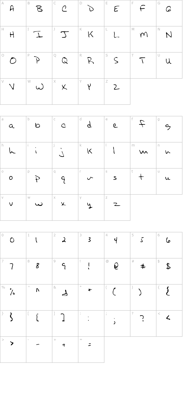 boyken-regular character map