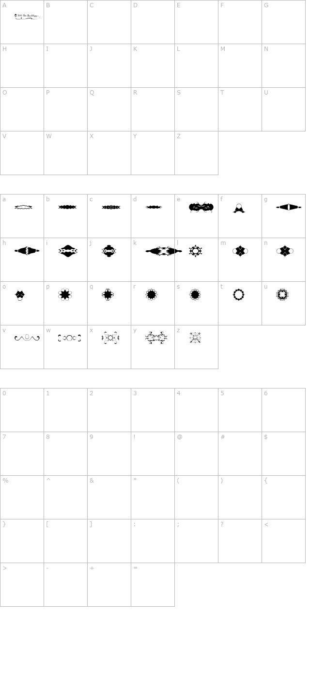 BR Reflections character map