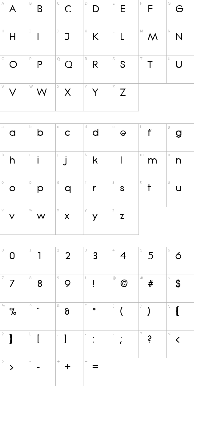 BradBecker Bold character map