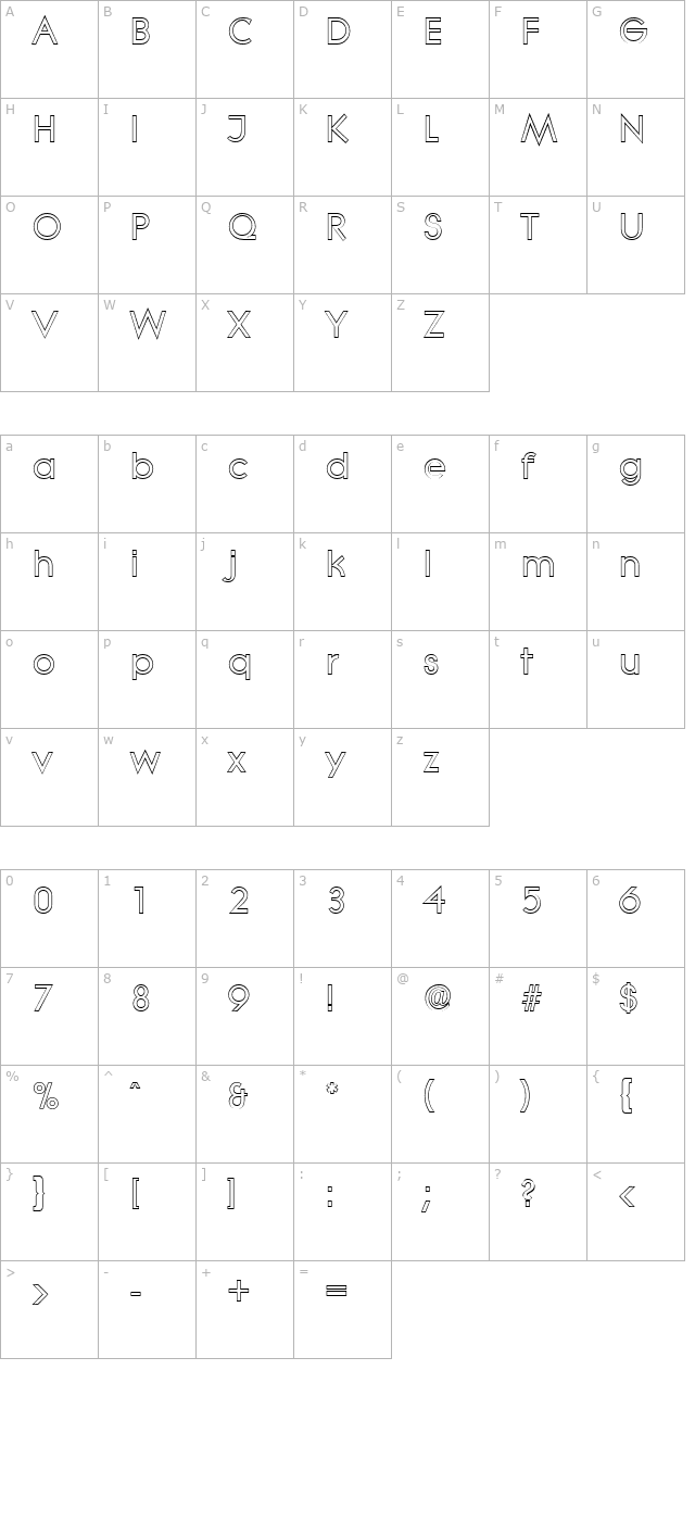 BradBeckerOutline-Bold character map