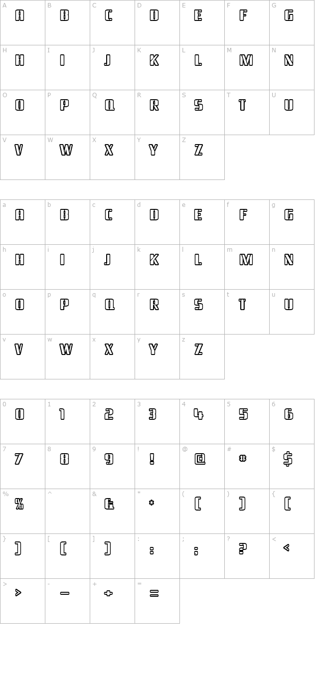 Braeside Outline character map