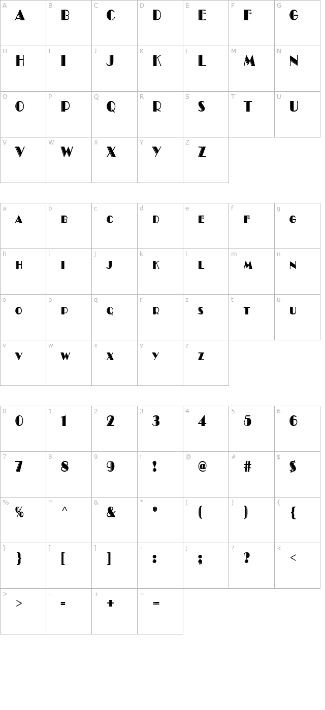 brando-engraved-condensed-bold character map