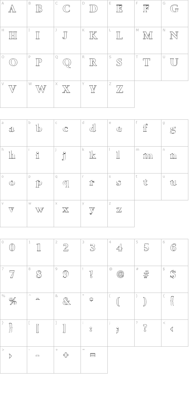 BrandonBeckerOutline-ExtraBold character map