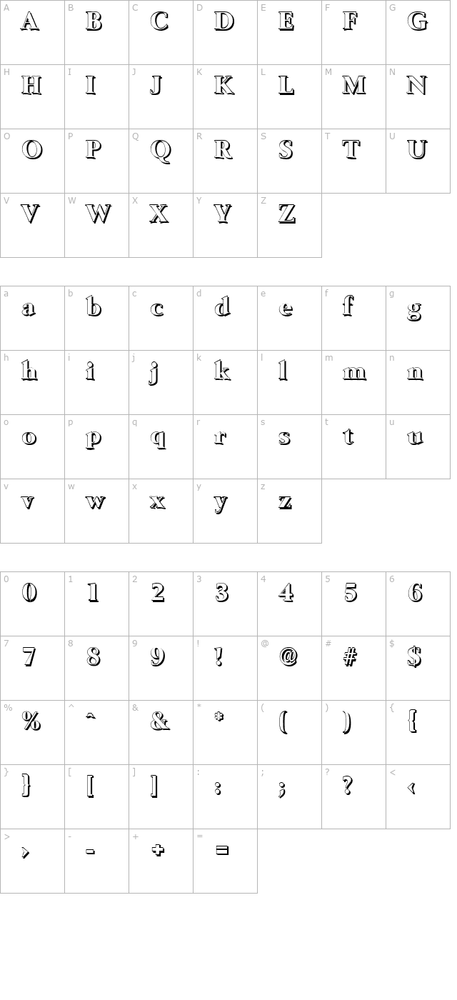 brandonbeckershadow-extrabold-regular character map