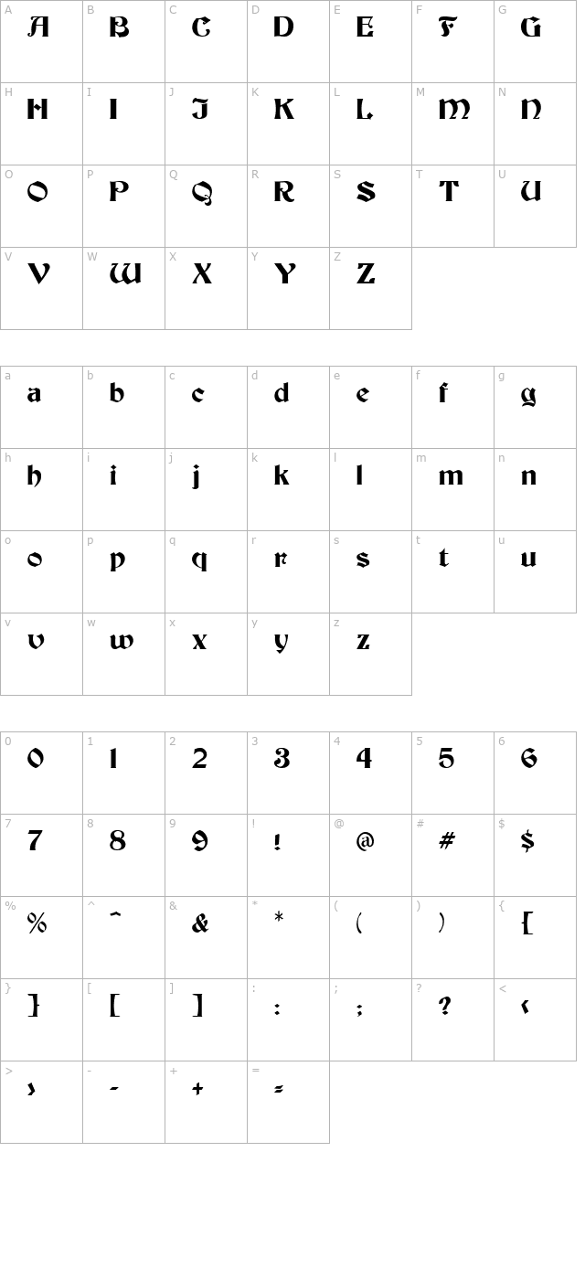 Brandywine Normal character map