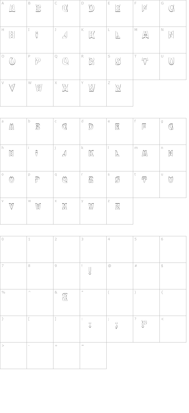 BrashCapsOutline character map