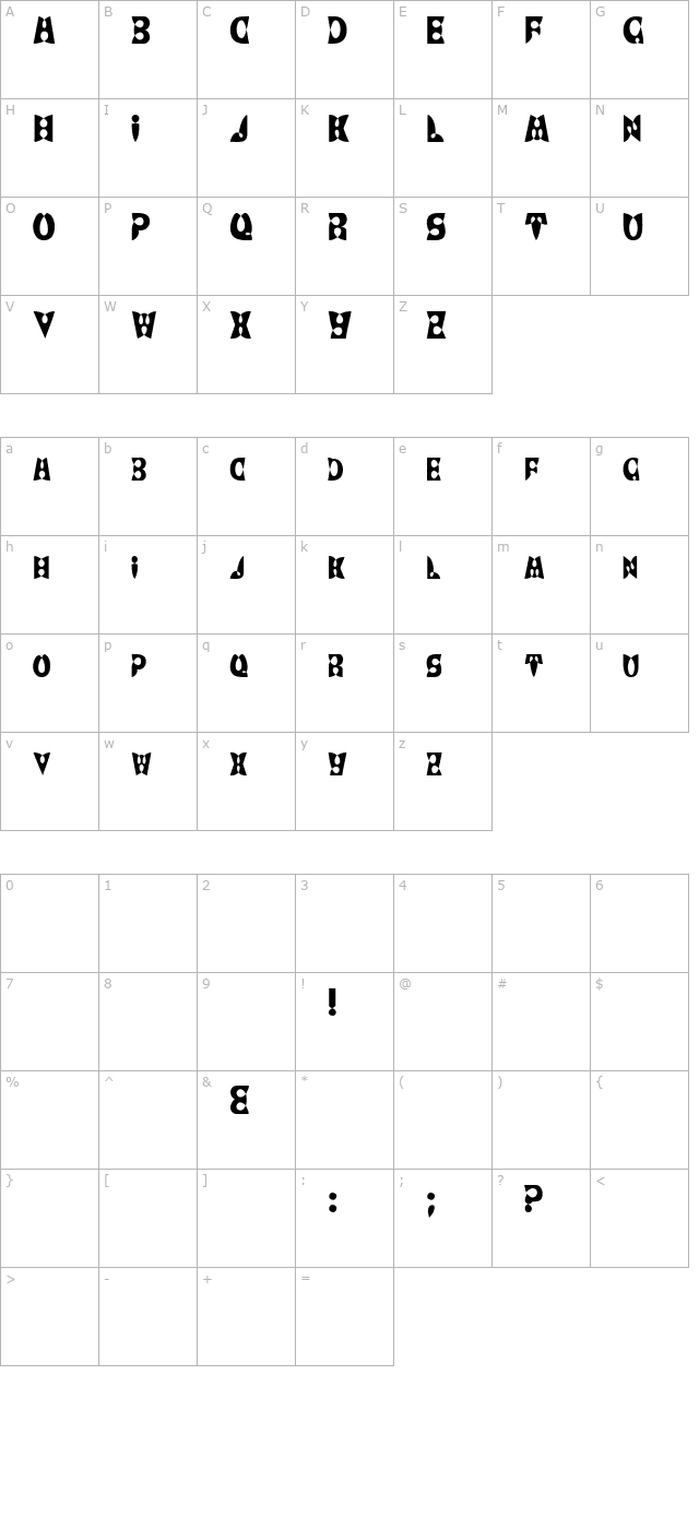 BrashDisplayCaps character map