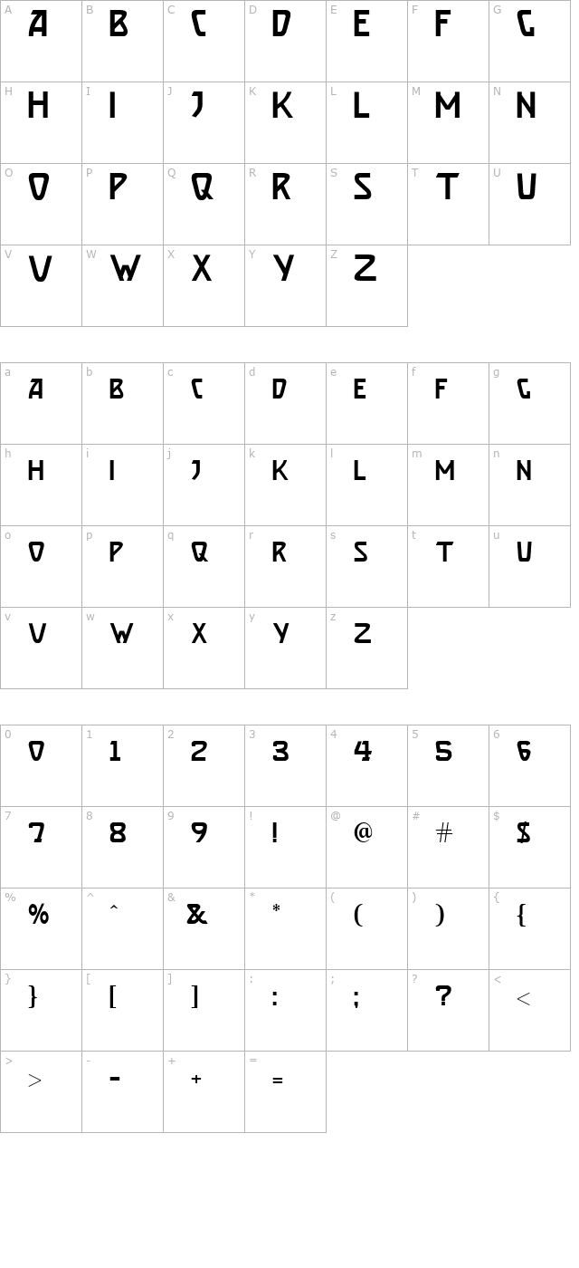 brassett character map