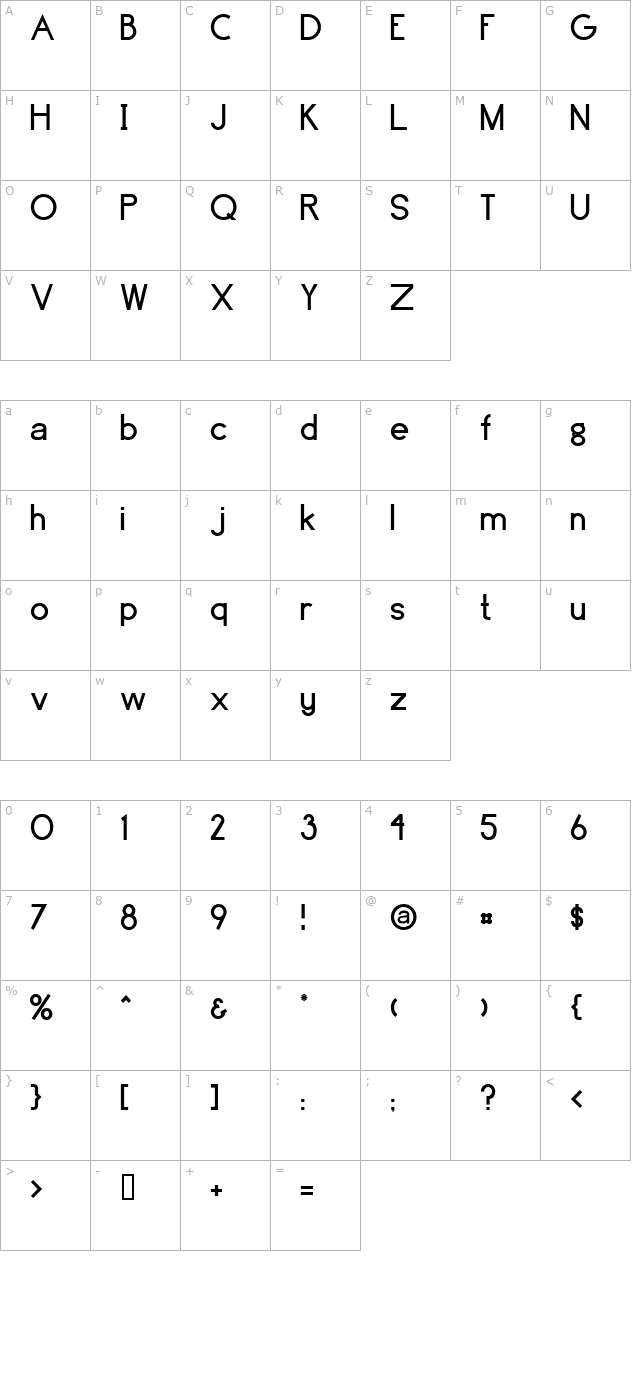 brassfield character map