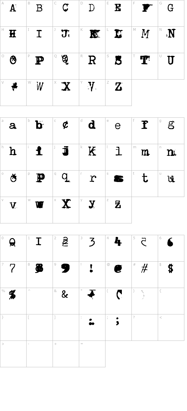 brentonscrawltype character map