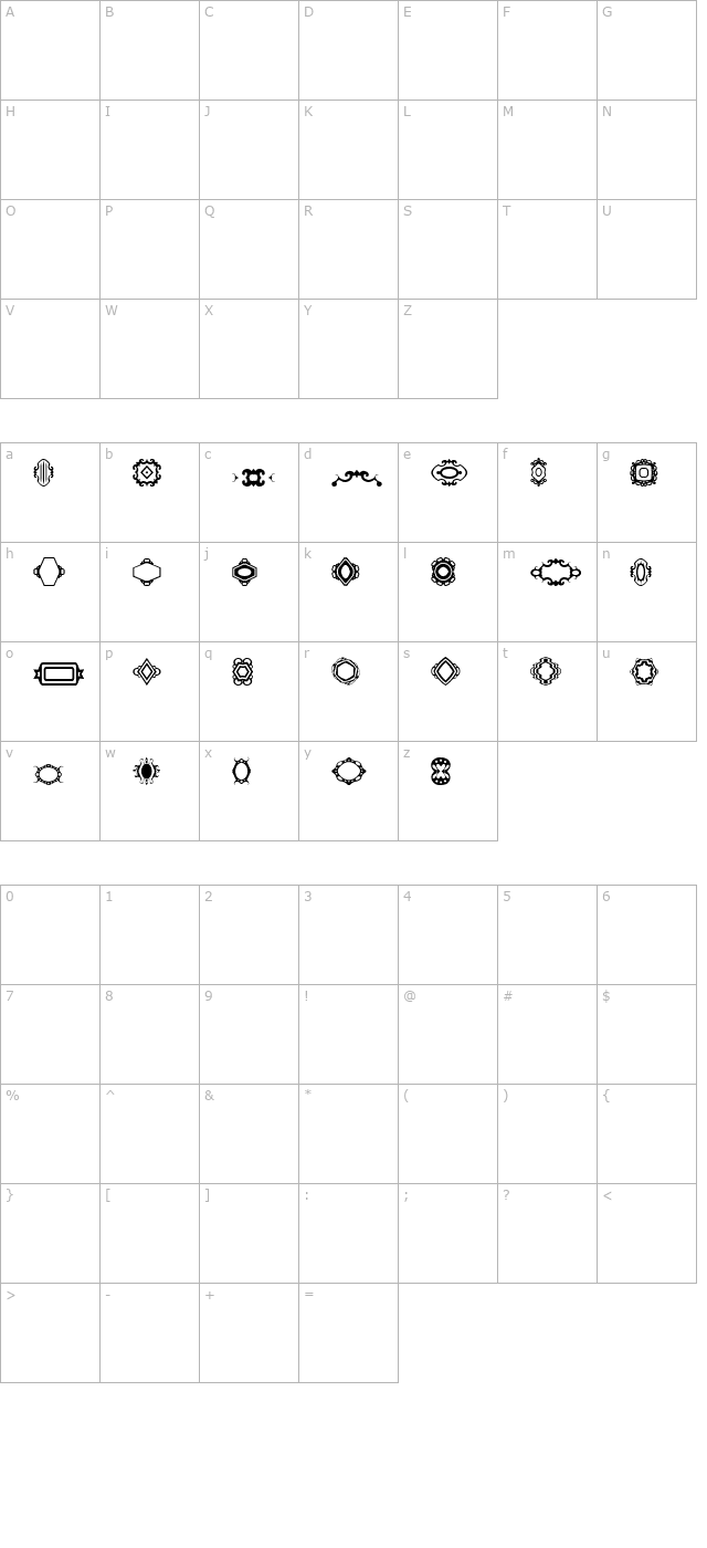 BRFrames character map