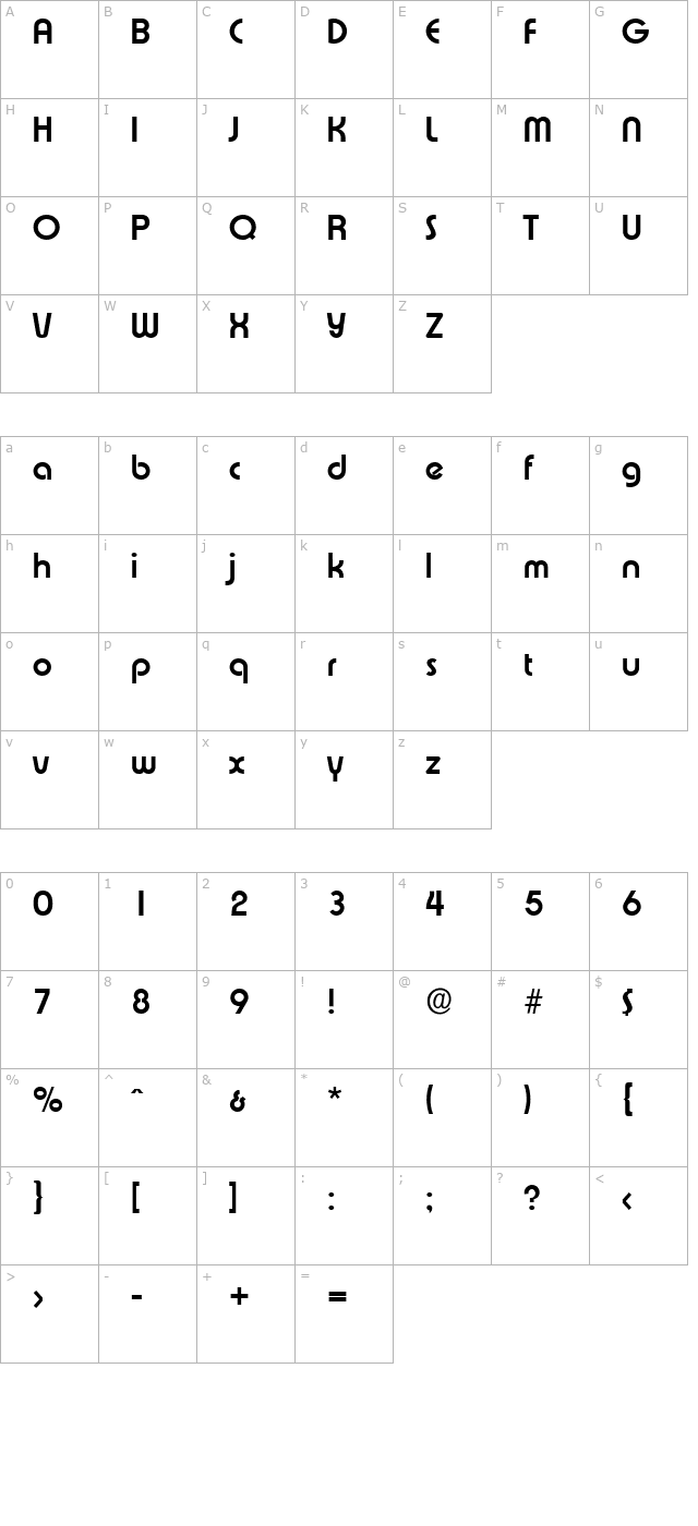 BrianBecker Bold character map