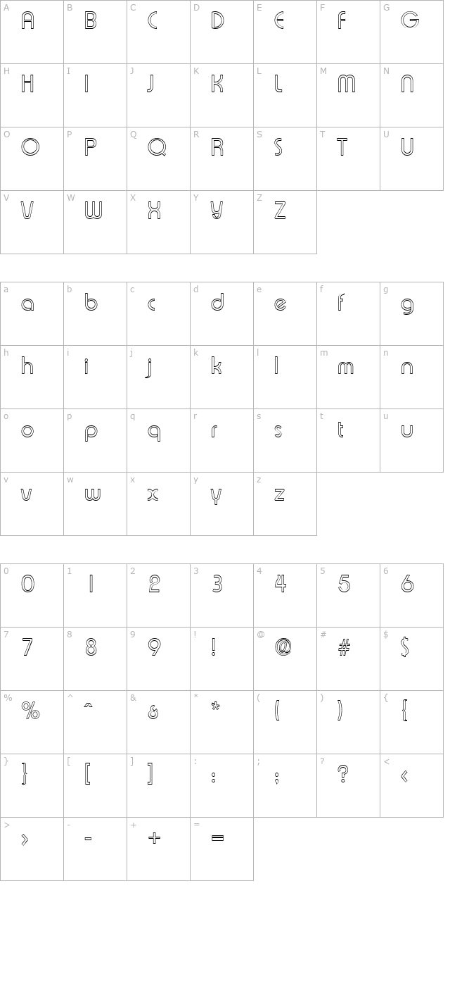 BrianBeckerOutline-Light-Regular character map