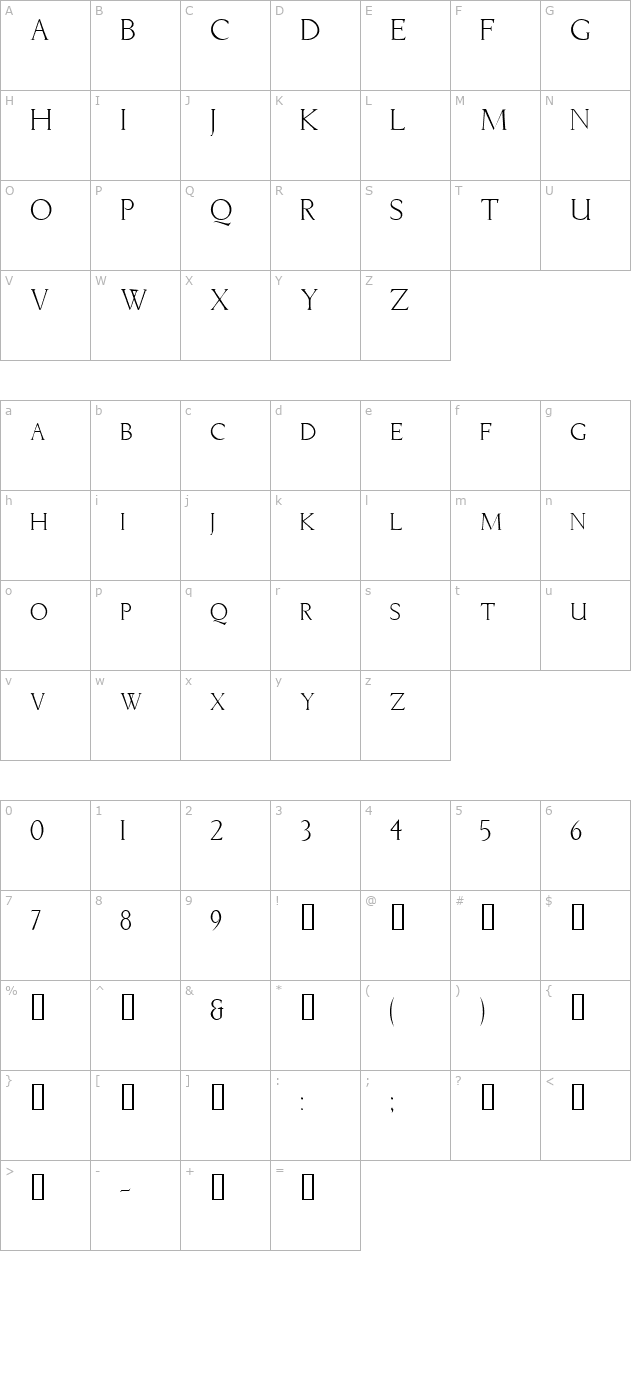 brice-bold character map