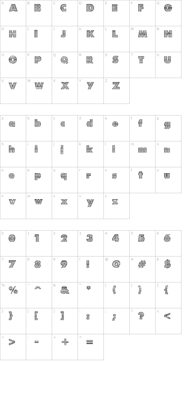 bricks character map