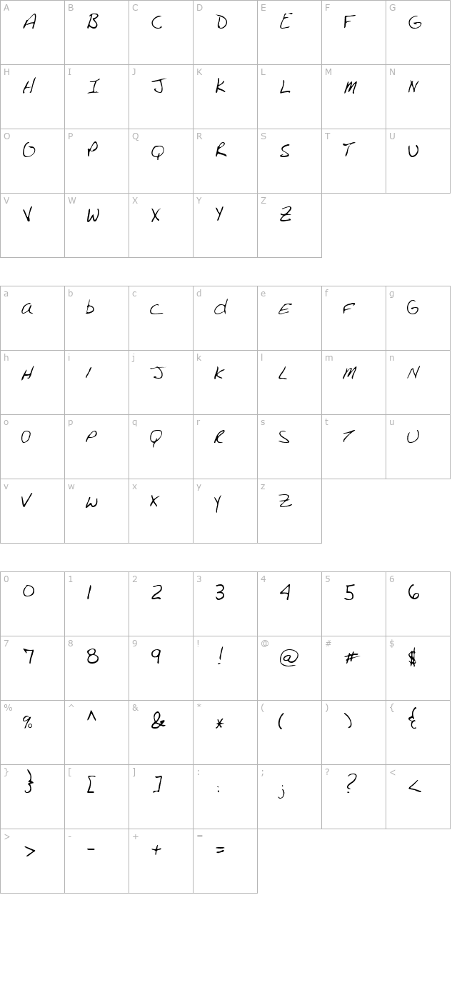 Brightn Regular character map