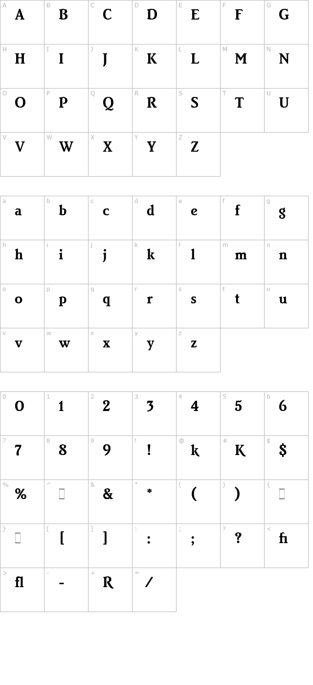 Brighton Bold LET Plain1.0 character map