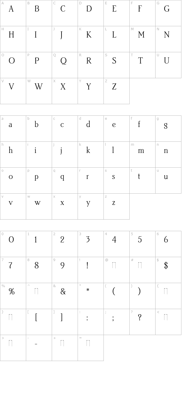 brighton-light-plain character map