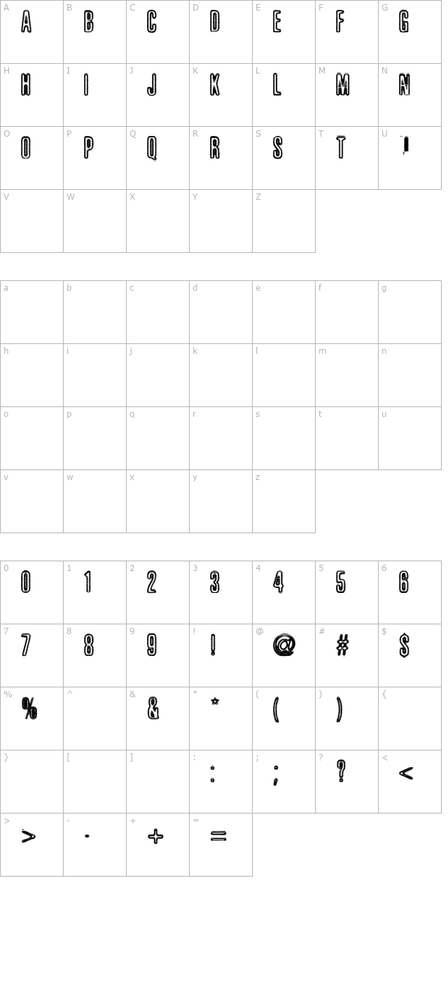 Brillo-Bold character map