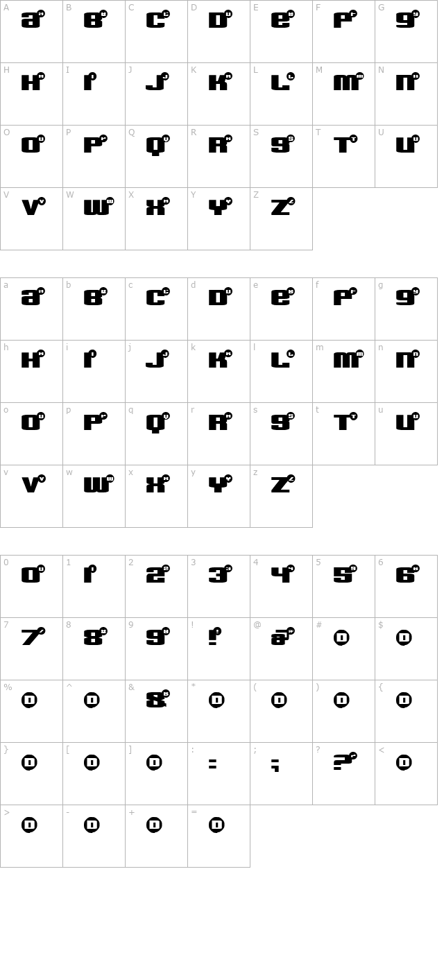 brilloblue character map