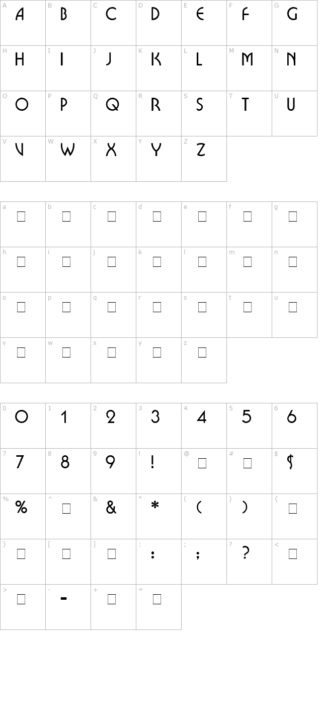 brioche-display-caps-ssi character map