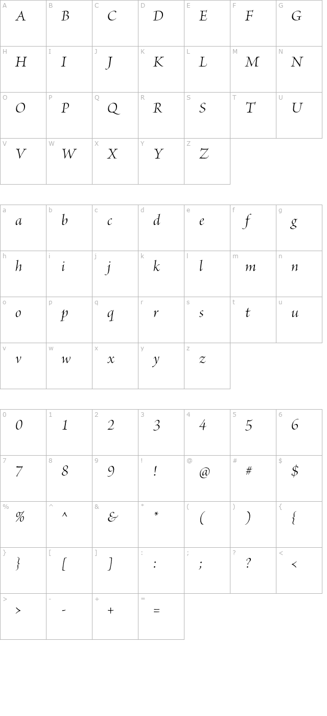 BriosoPro-ItDisp character map