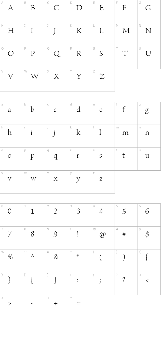 briosopro-light character map