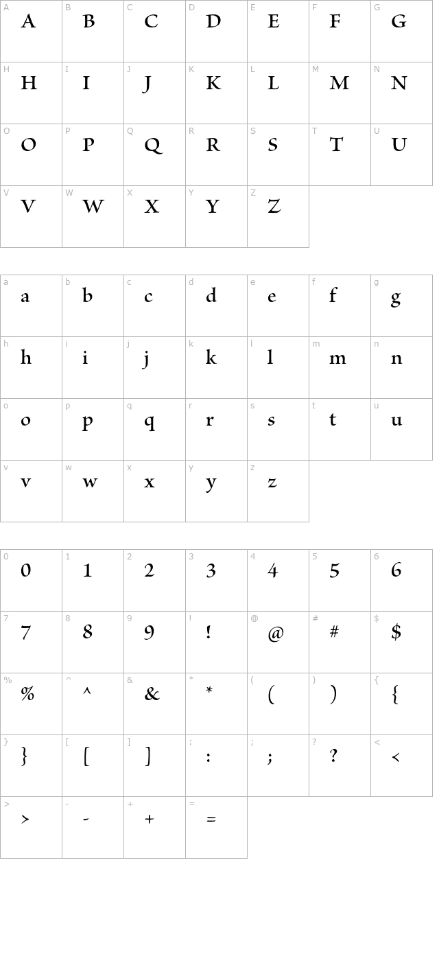 BriosoPro-SemiboldSubh character map