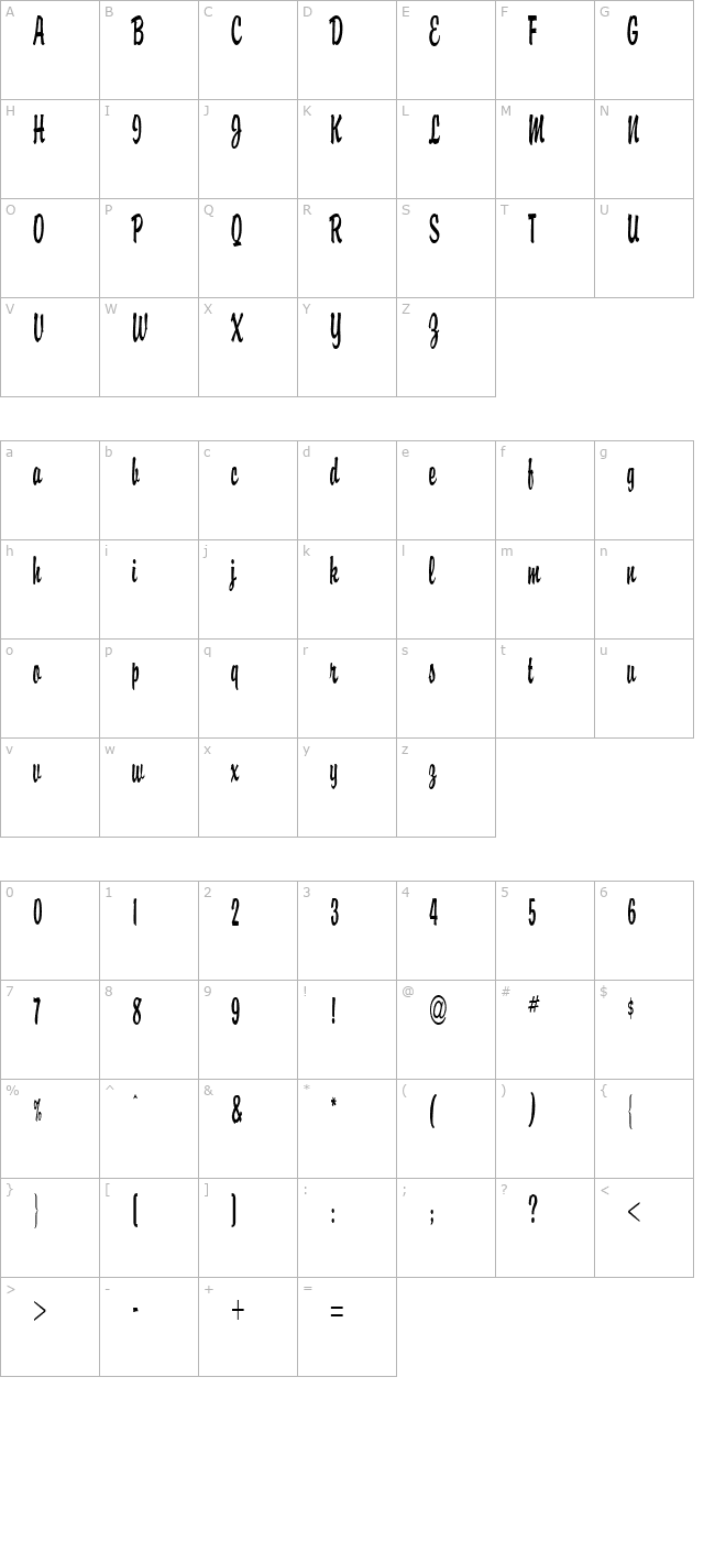 Brisk D Thin Normal character map