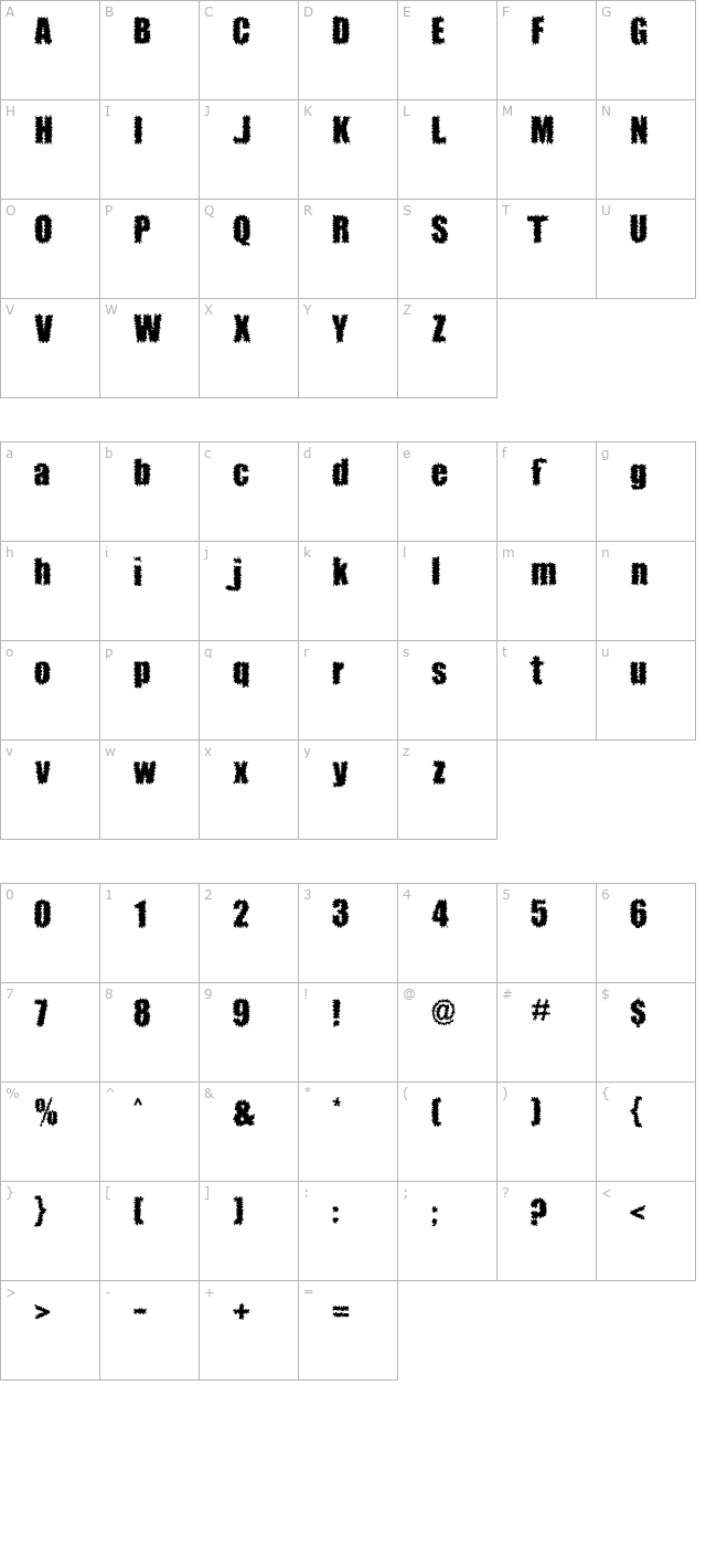 Brocaine Decade character map