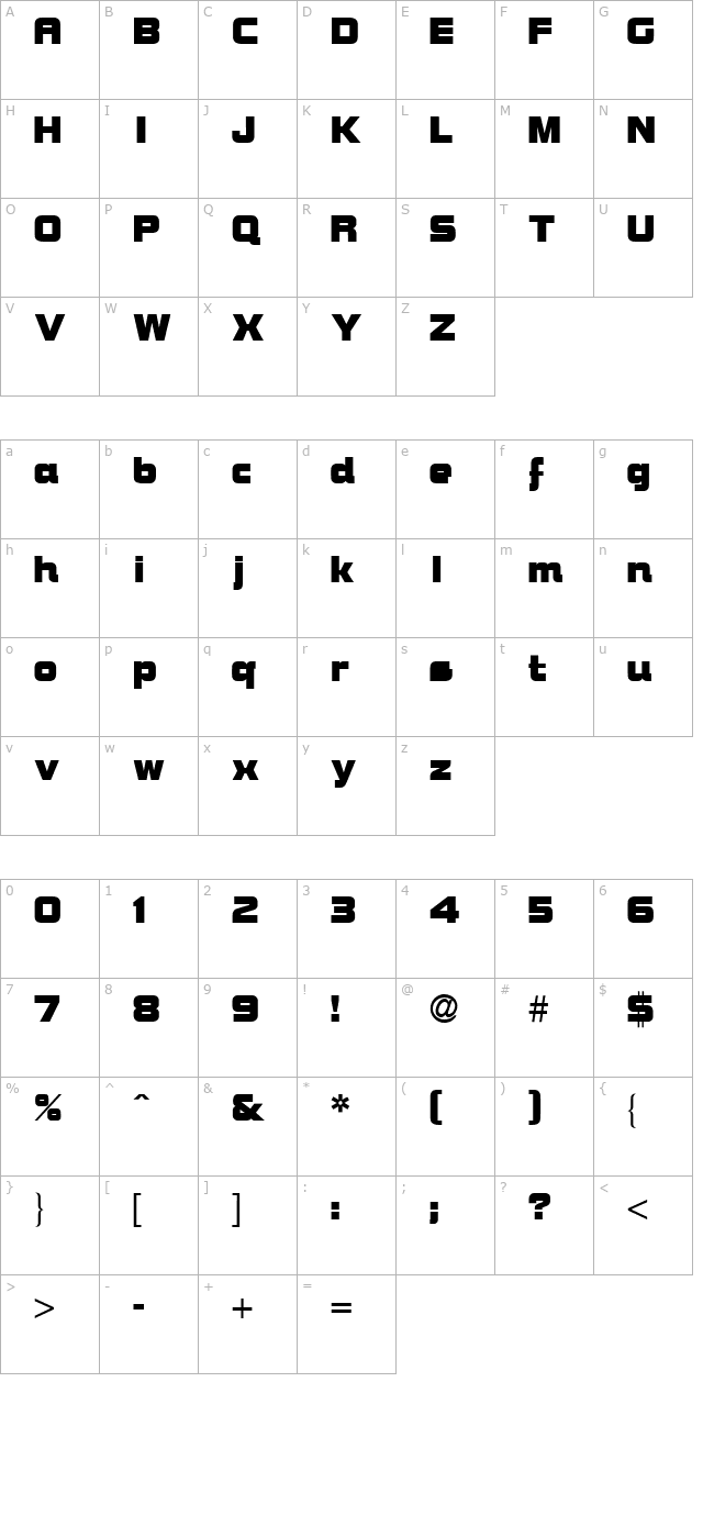 brock-bold character map