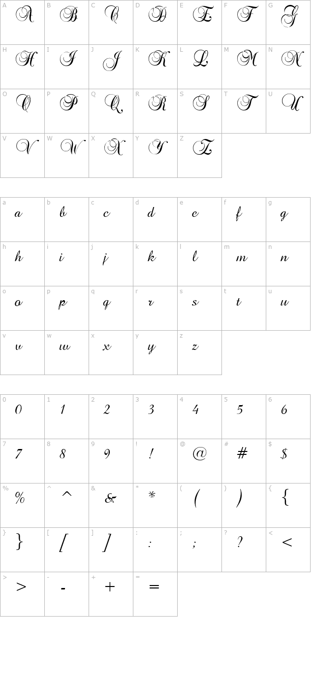 brock-script character map