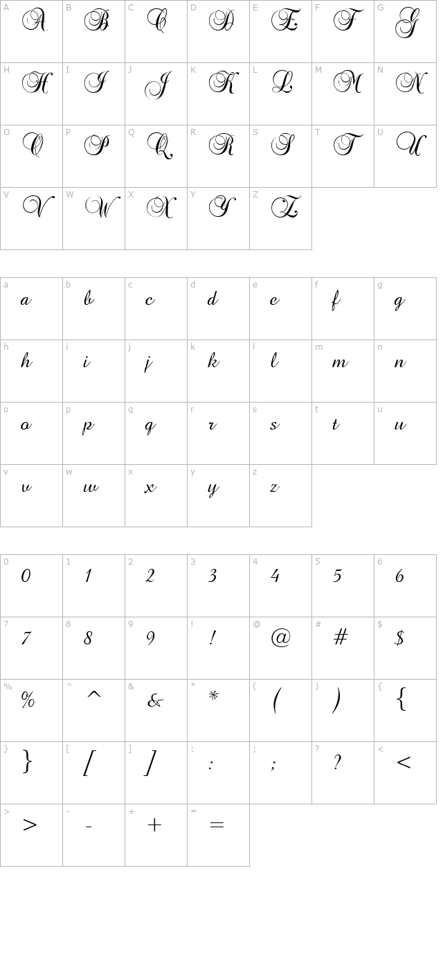 BrockScript character map