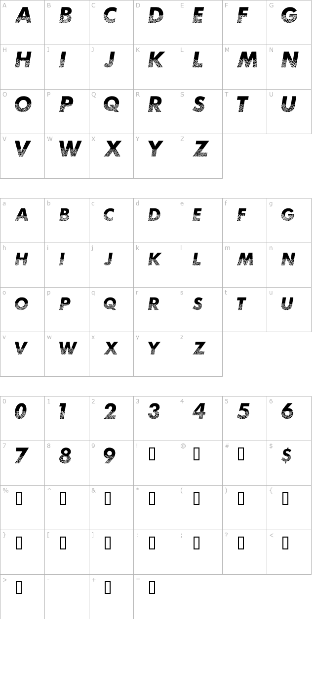 broken-glass character map